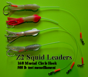 Hi-Lo 30 lb Fishing Rig 2 Hooks Bait 3 Clear GLOW B2 Squid